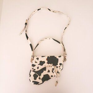 Cow Print Irregular Unique Shape Fuax Leather Small Crossbody Shoulder Hand Bag